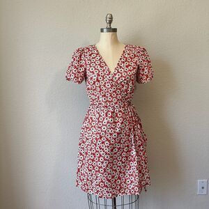 MADEWELL Daisy Mini Wrap Dress Russet Short Sleeve #M9271 in Multicolor